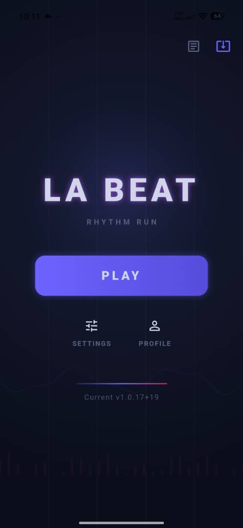 La Beat title screen with Play, Settings, and Profile options